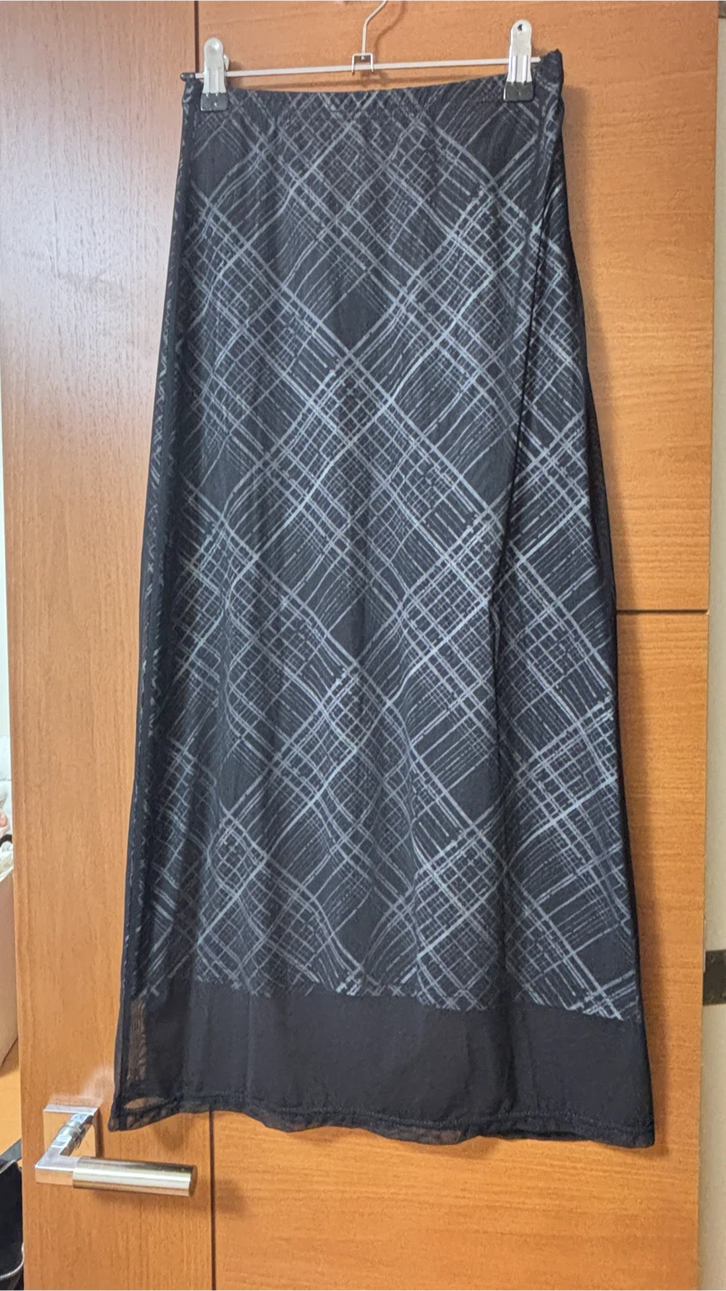 チェック柄 ロングスカート 黒 Fサイズ