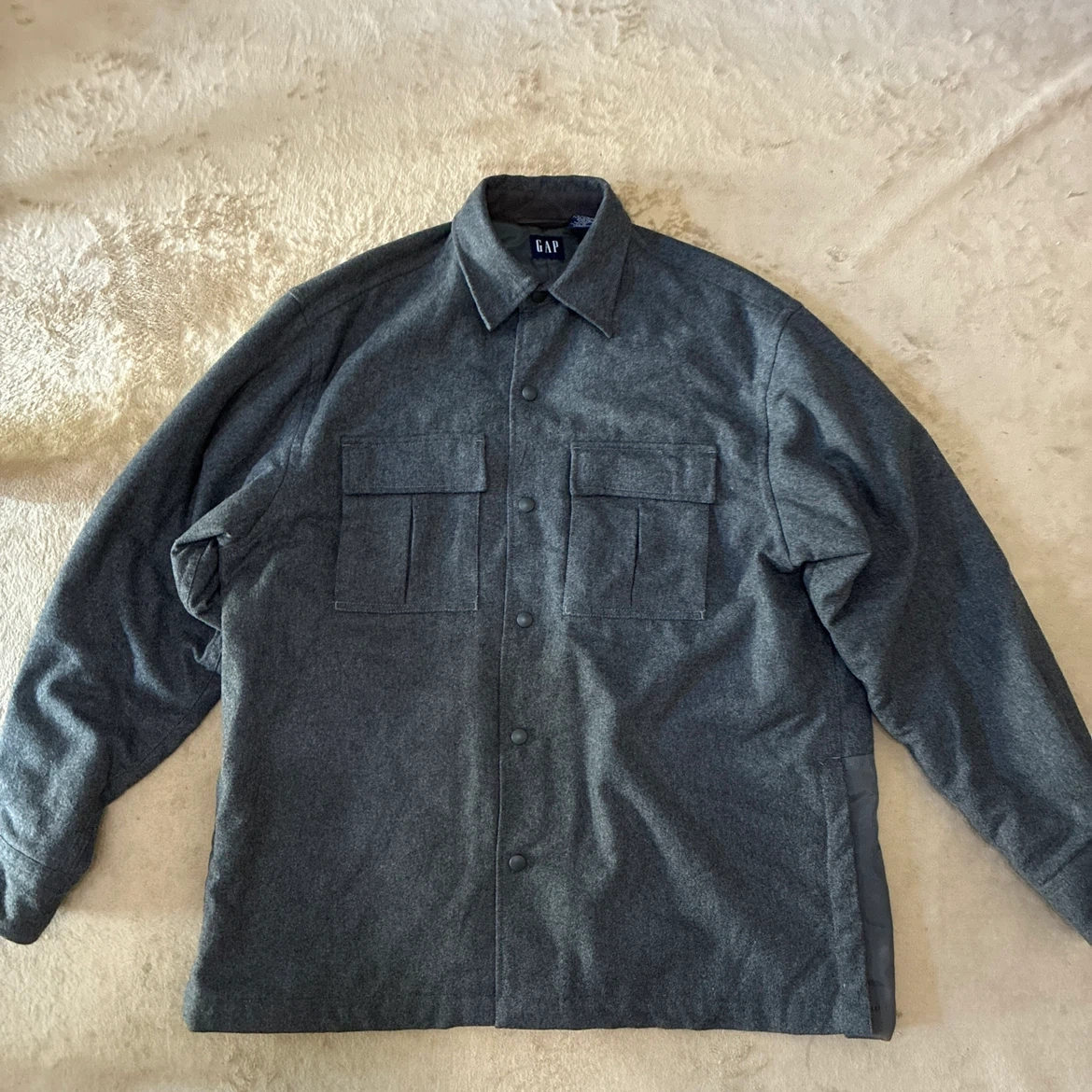 GAP オールドギャップ ウール混 長袖シャツ グレー S(Lサイズ相当)