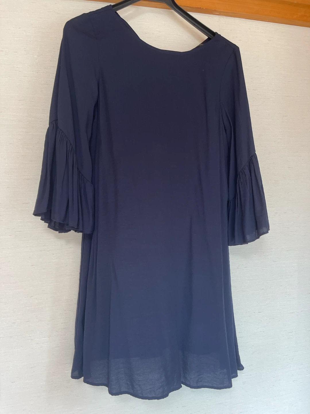 ザラ ベーシック フレアスリーブワンピース 紺 XS