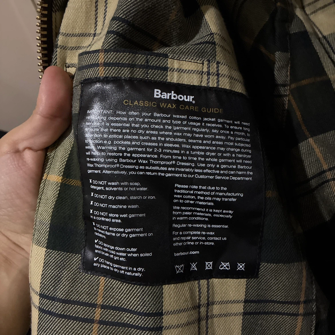 【美品】Barbour バブアー オイルドジャケット オリーブ 38 英国製の写真6枚目