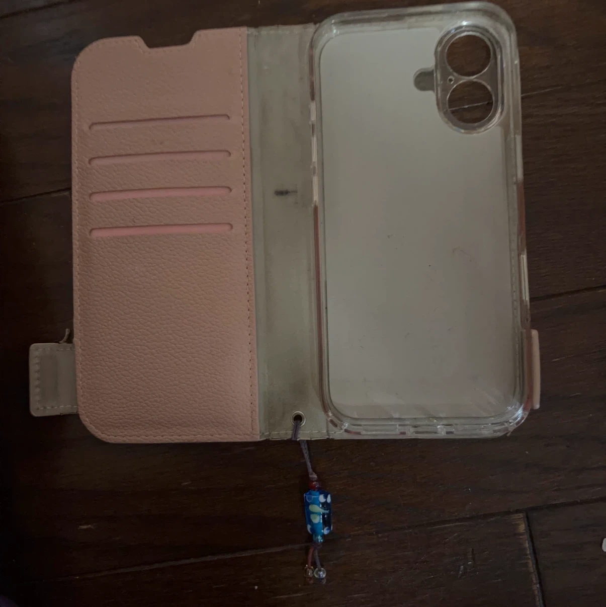 手帳型スマホケース ピンク ストラップ付き