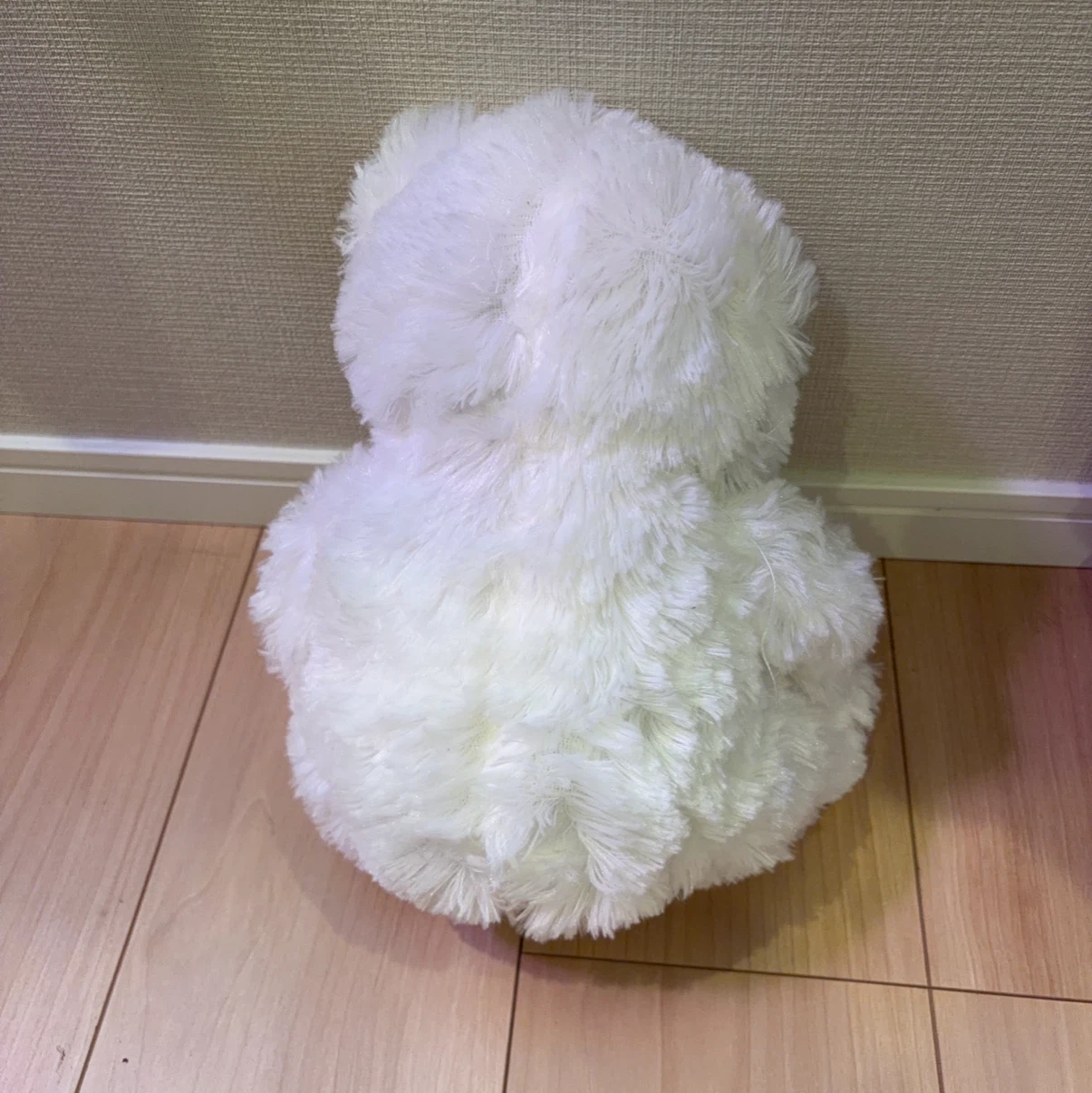 くまのぬいぐるみ ホワイト チェック柄リボンの写真2枚目