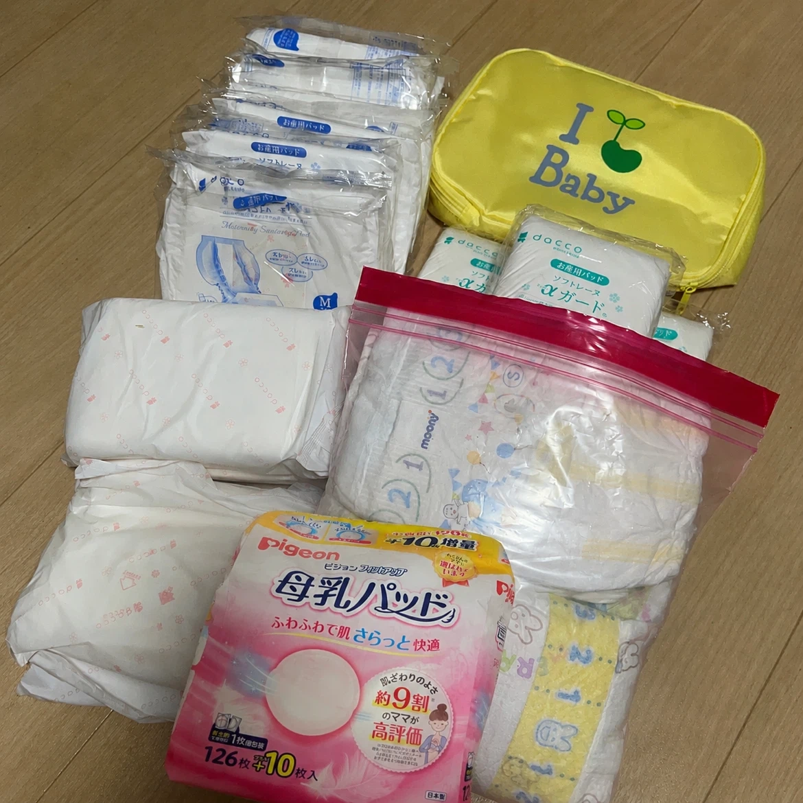 ダッコ お産用パッドとおむつ、オムツポーチセット