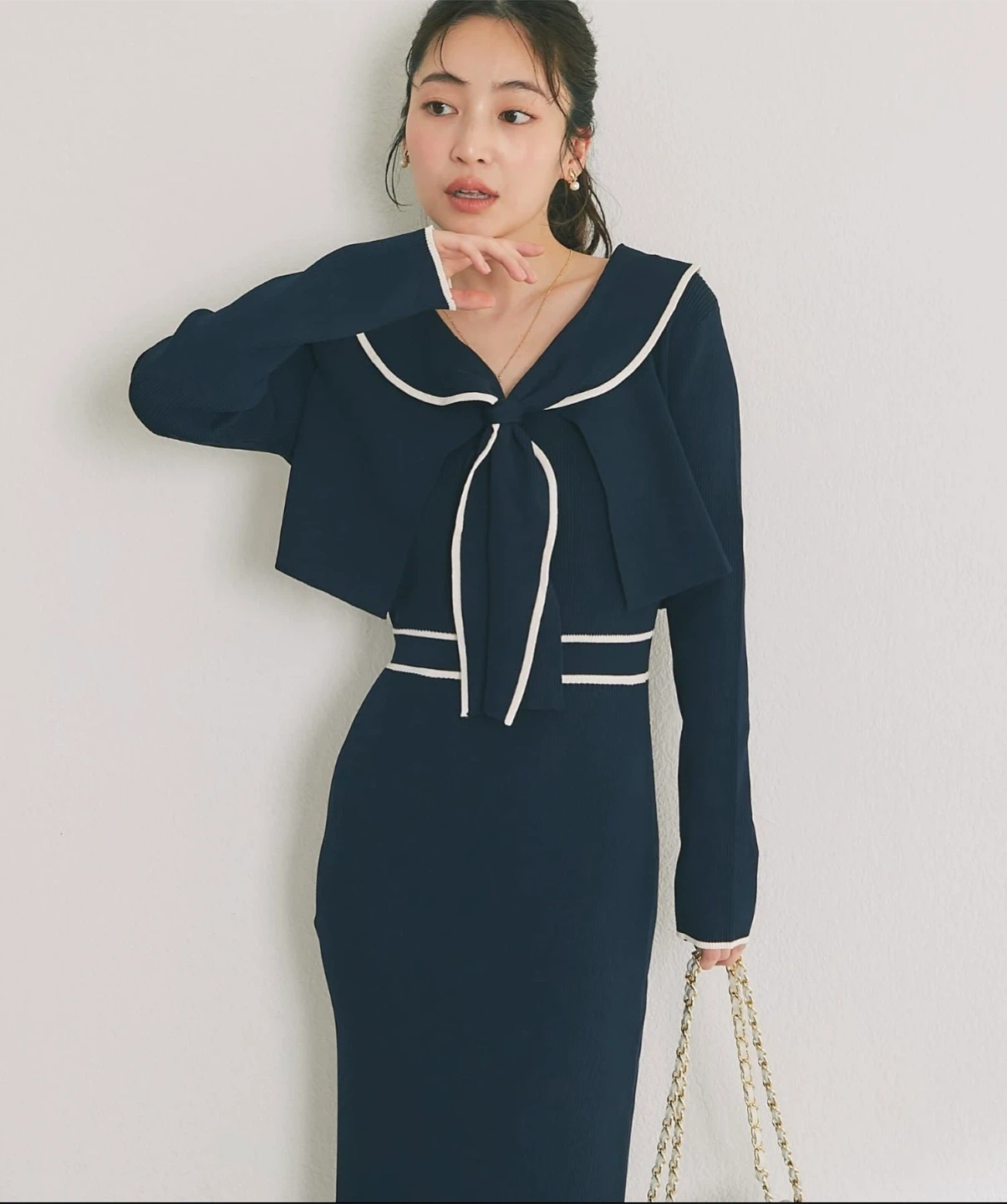 バイカラーニットセットワンピース La boutique BonBon