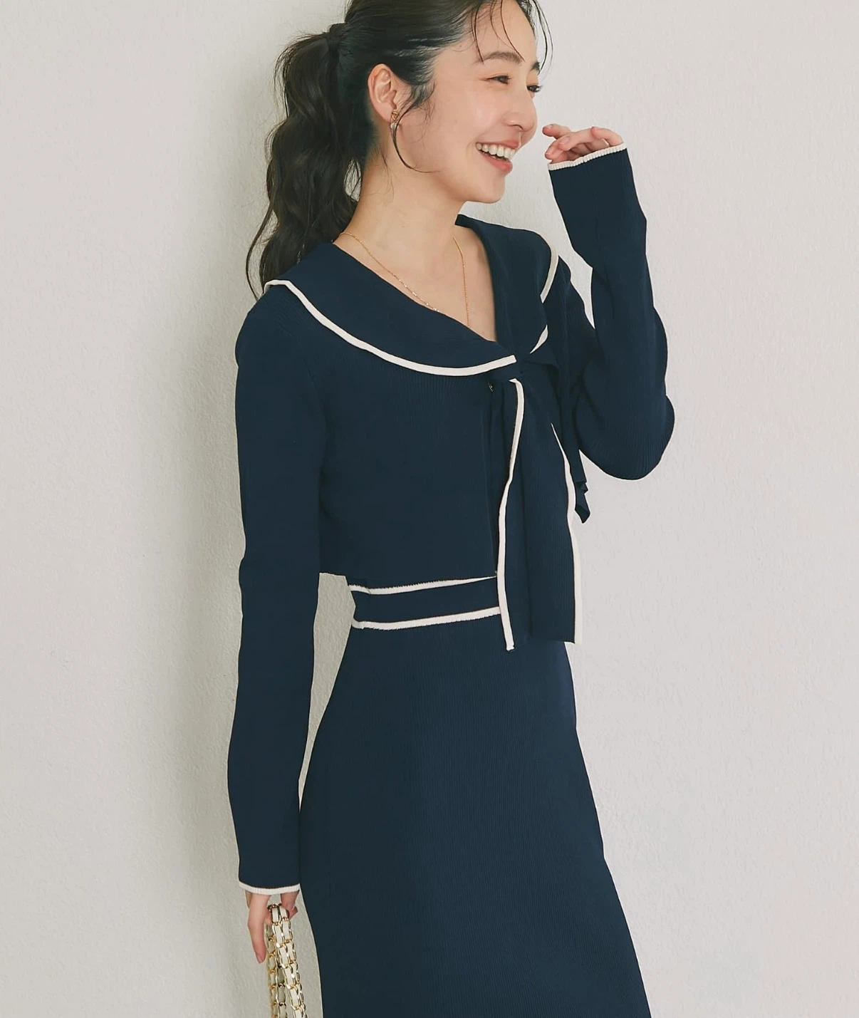 バイカラーニットセットワンピース La boutique BonBonの写真3枚目