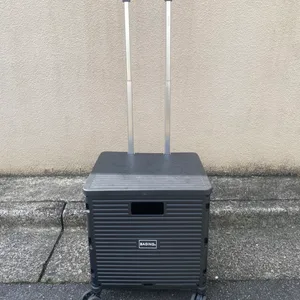 BAGING 折りたたみ キャリーカート 8輪 蓋付き コンテナ 台車 ブラック