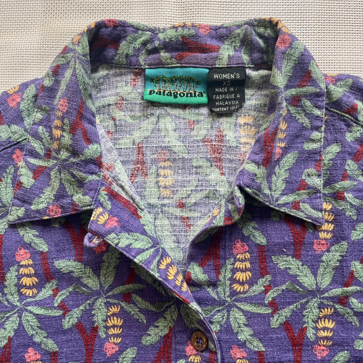 Patagonia パタゴニア 90s ヴィンテージ ACシャツ バナナリーフ柄 XS マレーシア製の写真6枚目