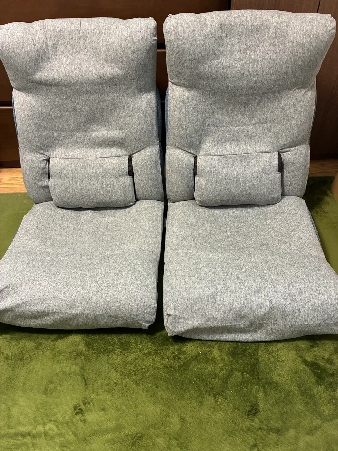 リクライニング座椅子 2個セット 青黒、カバーグレー