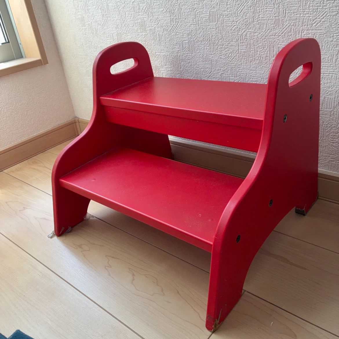 木製 2段踏み台 ステップ台 レッド