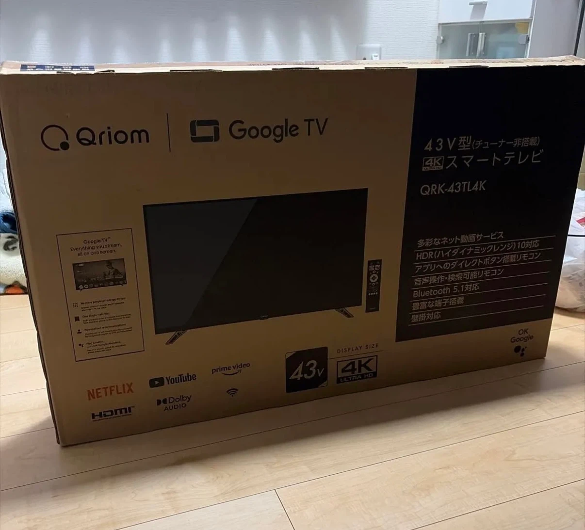 キュリオム 43型 4K スマートテレビ QRK-43TL4Kの写真3枚目