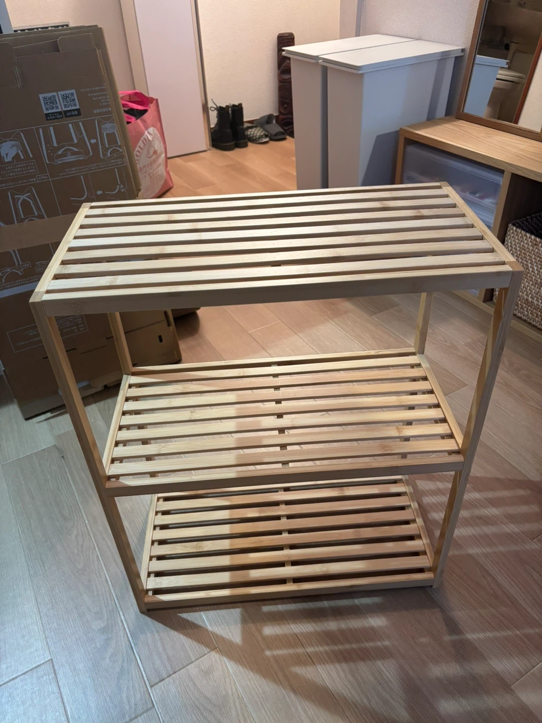 無印良品の竹製シェルフ