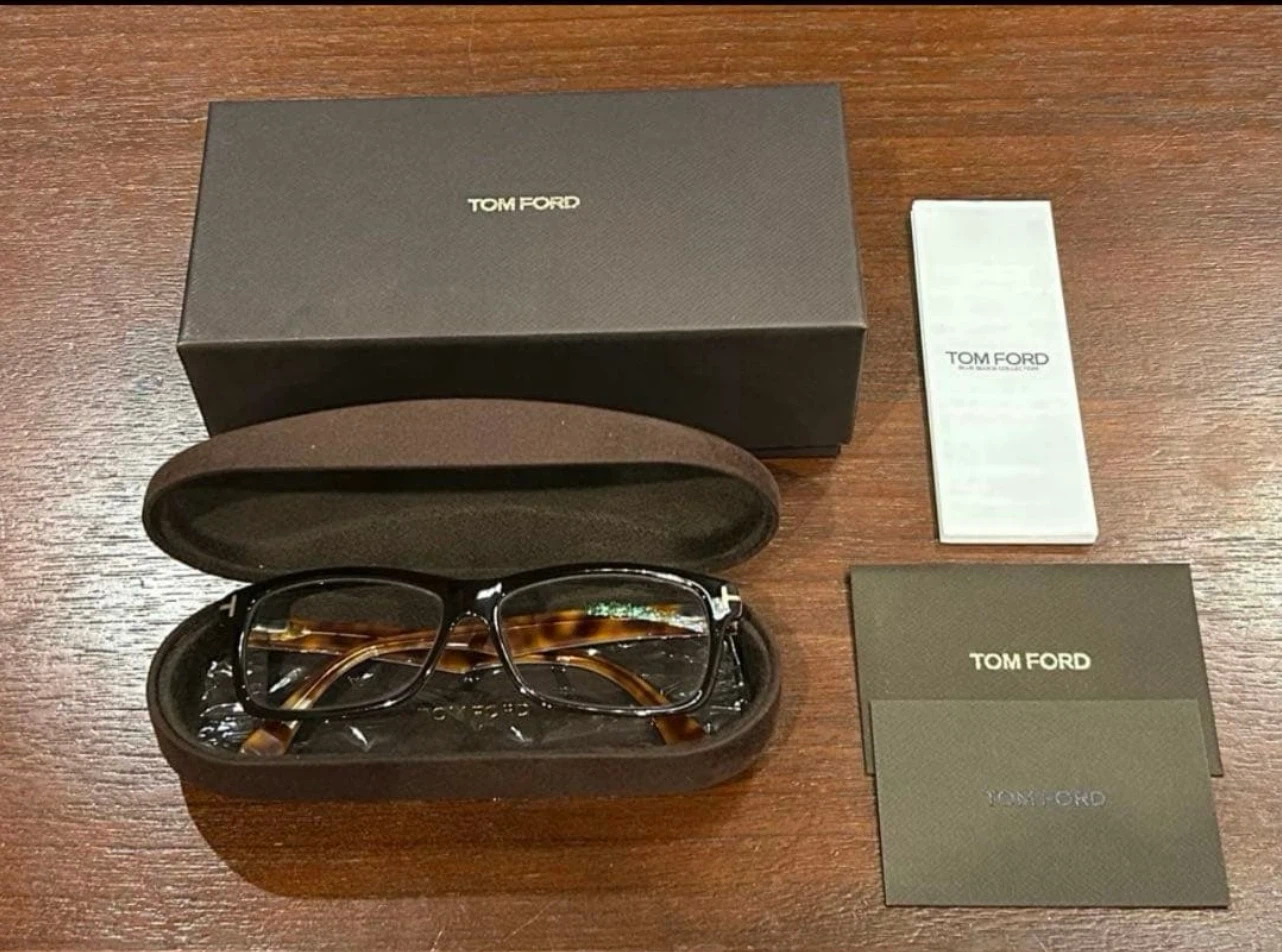 TOM FORD メガネ 正規品　ブラウン&べっ甲デザイン　コンビ伊達メガネ