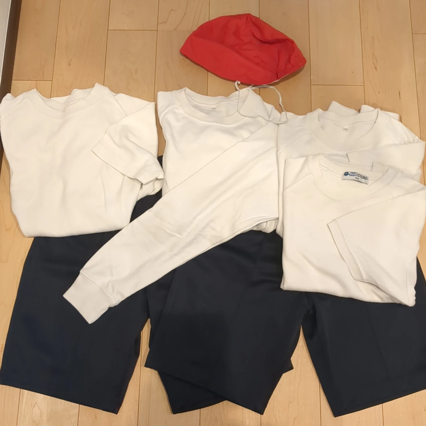 体操服セット 白Tシャツ ハーフパンツ 赤白帽
