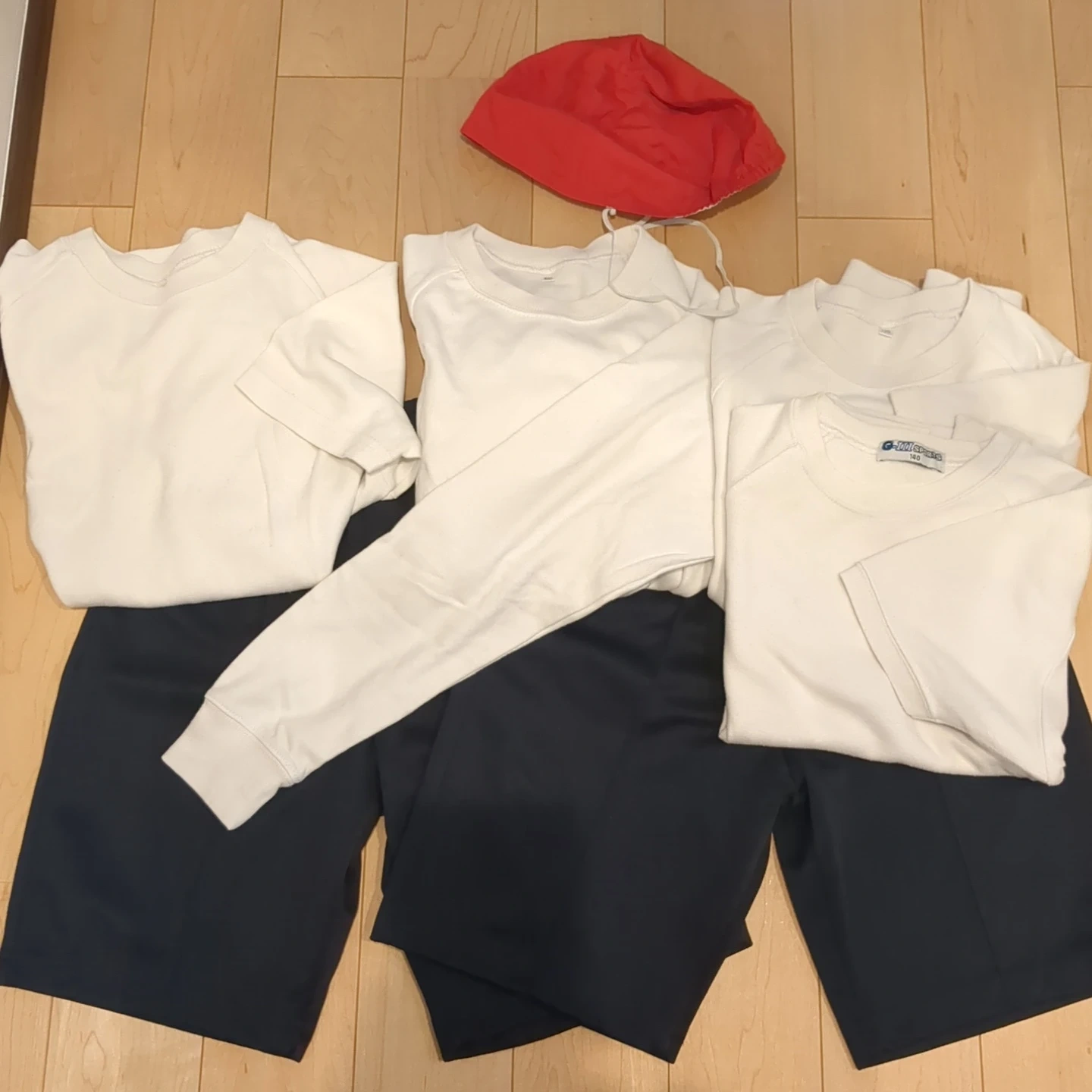 体操服セット 白Tシャツ ハーフパンツ 赤白帽