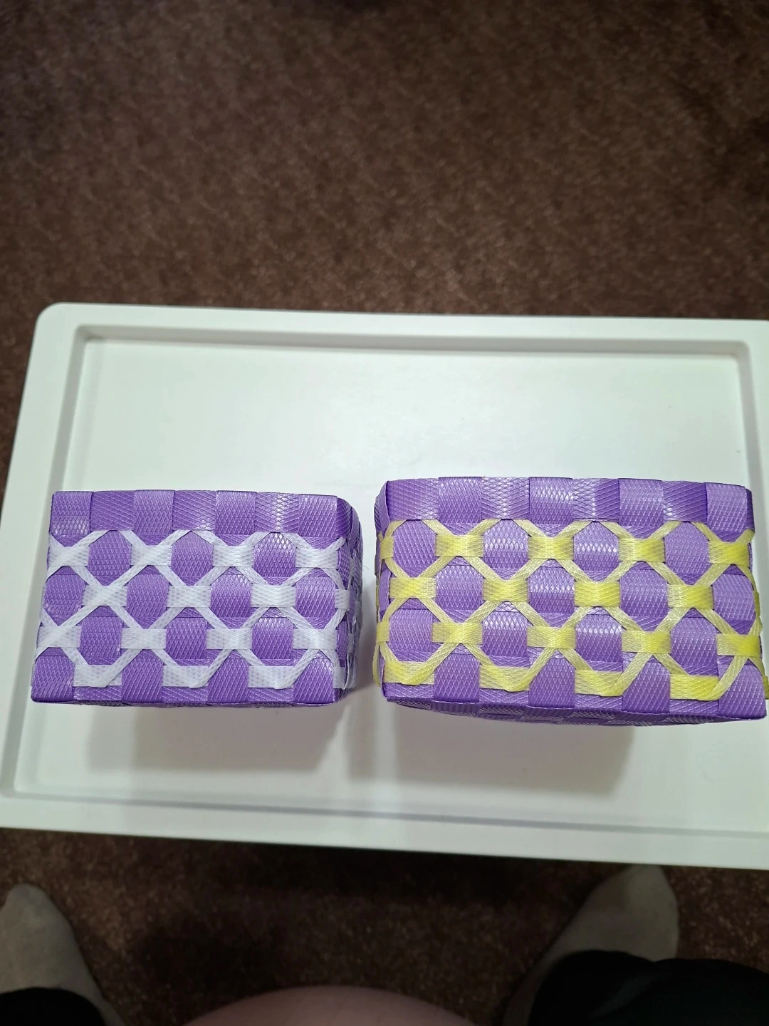 パープル系 編み込み収納ケース 2個セット