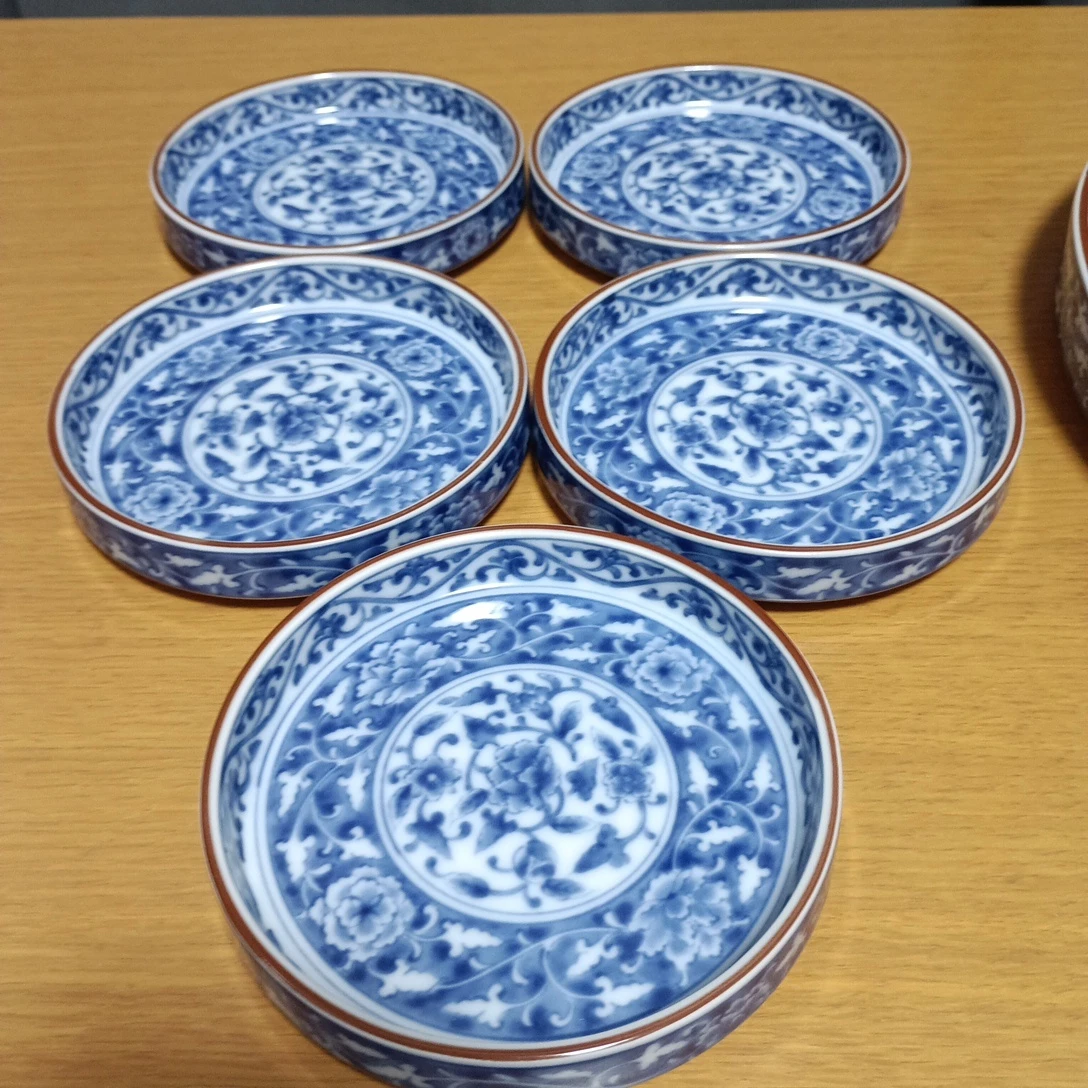 橘吉 青華唐草 皿セット 大皿1枚 小皿5枚の写真2枚目