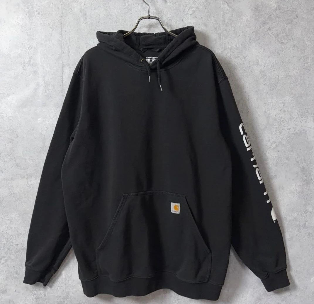 Carhartt パーカー ブラック 袖ロゴ XL