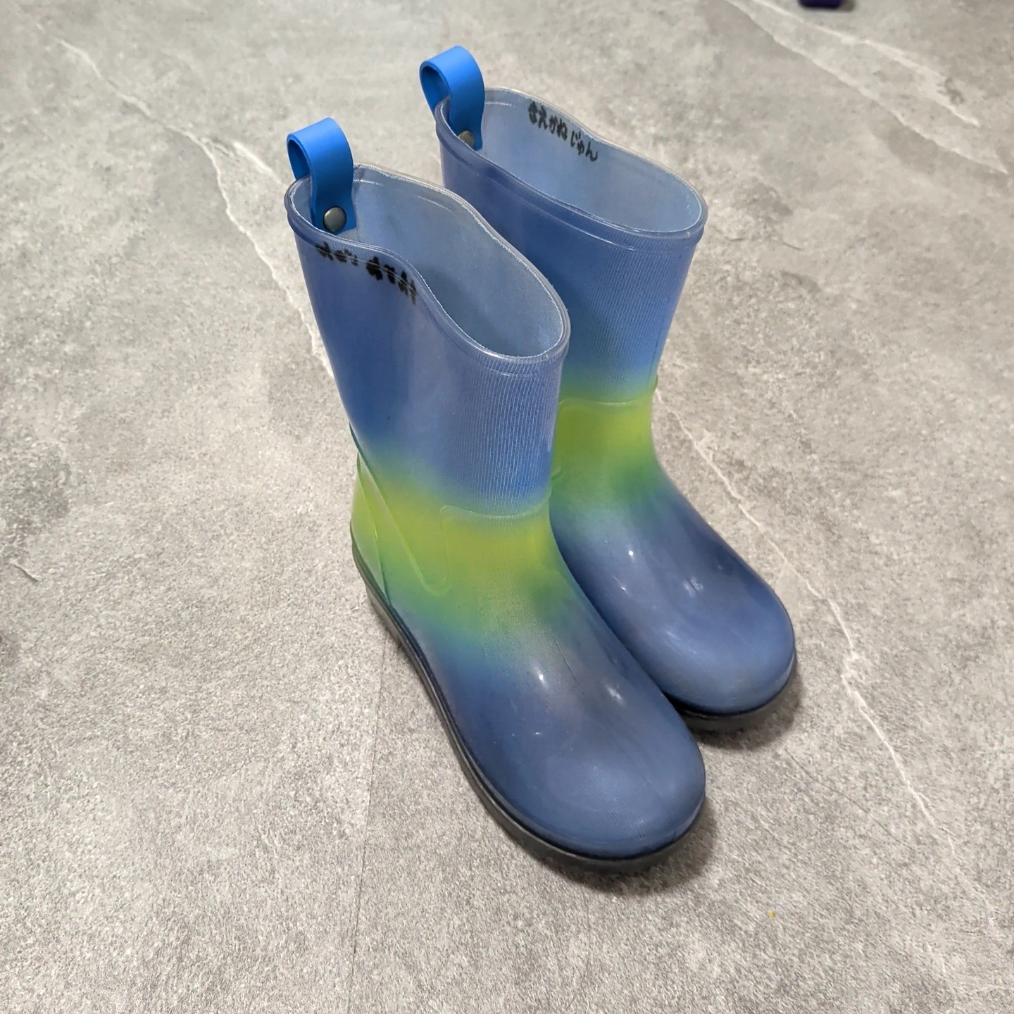キッズ用レインブーツ 青×黄 グラデーション 19cm