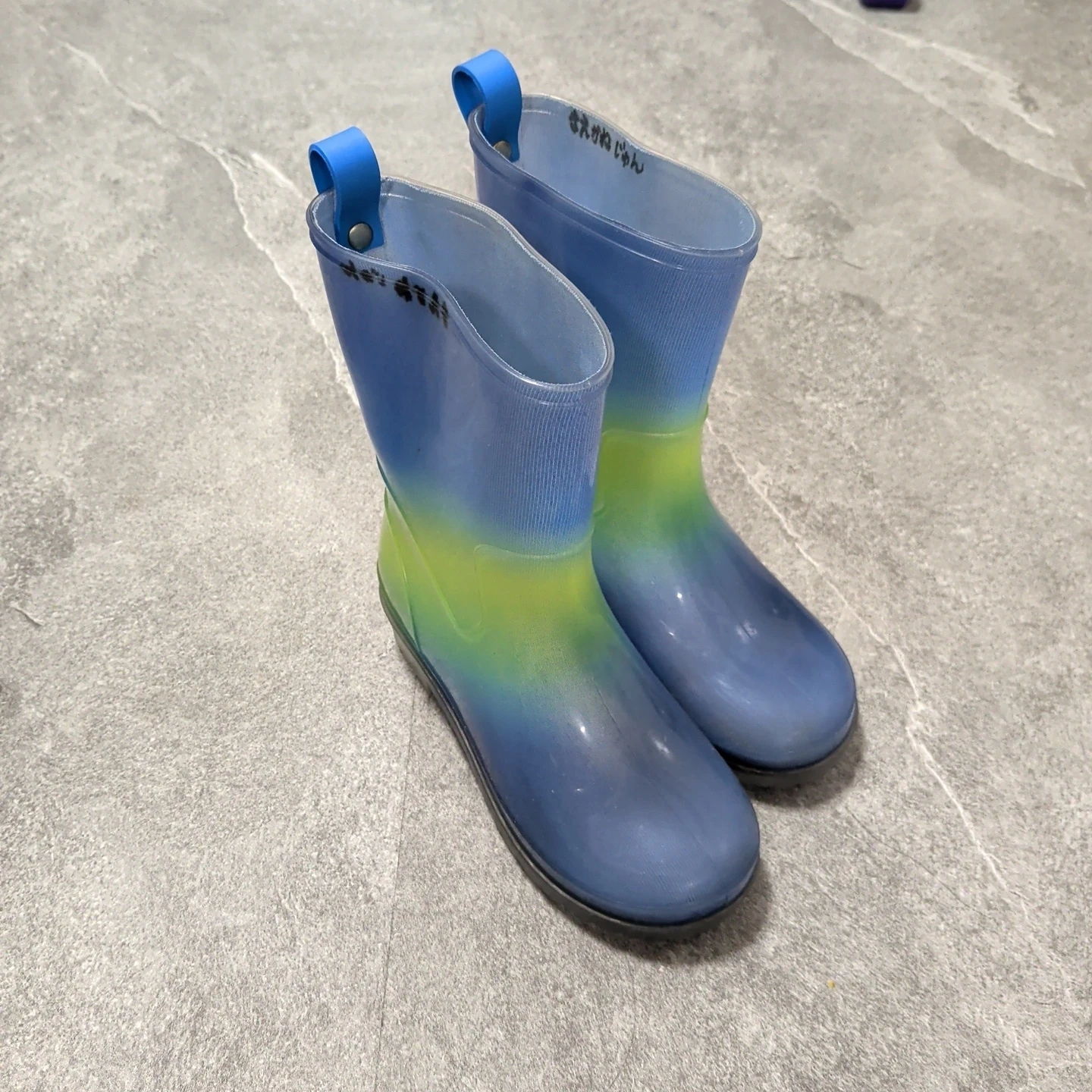 キッズ用レインブーツ 青×黄 グラデーション 19cm