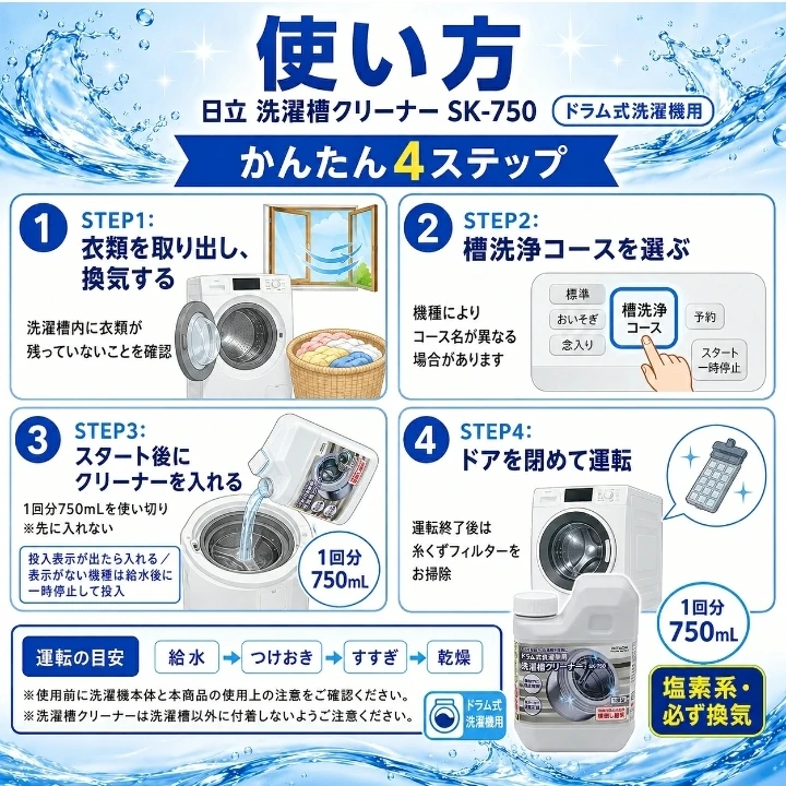 新品未開封 日立 超強力ドラム式洗濯槽クリーナー 大容量750ml 7本セットの写真5枚目