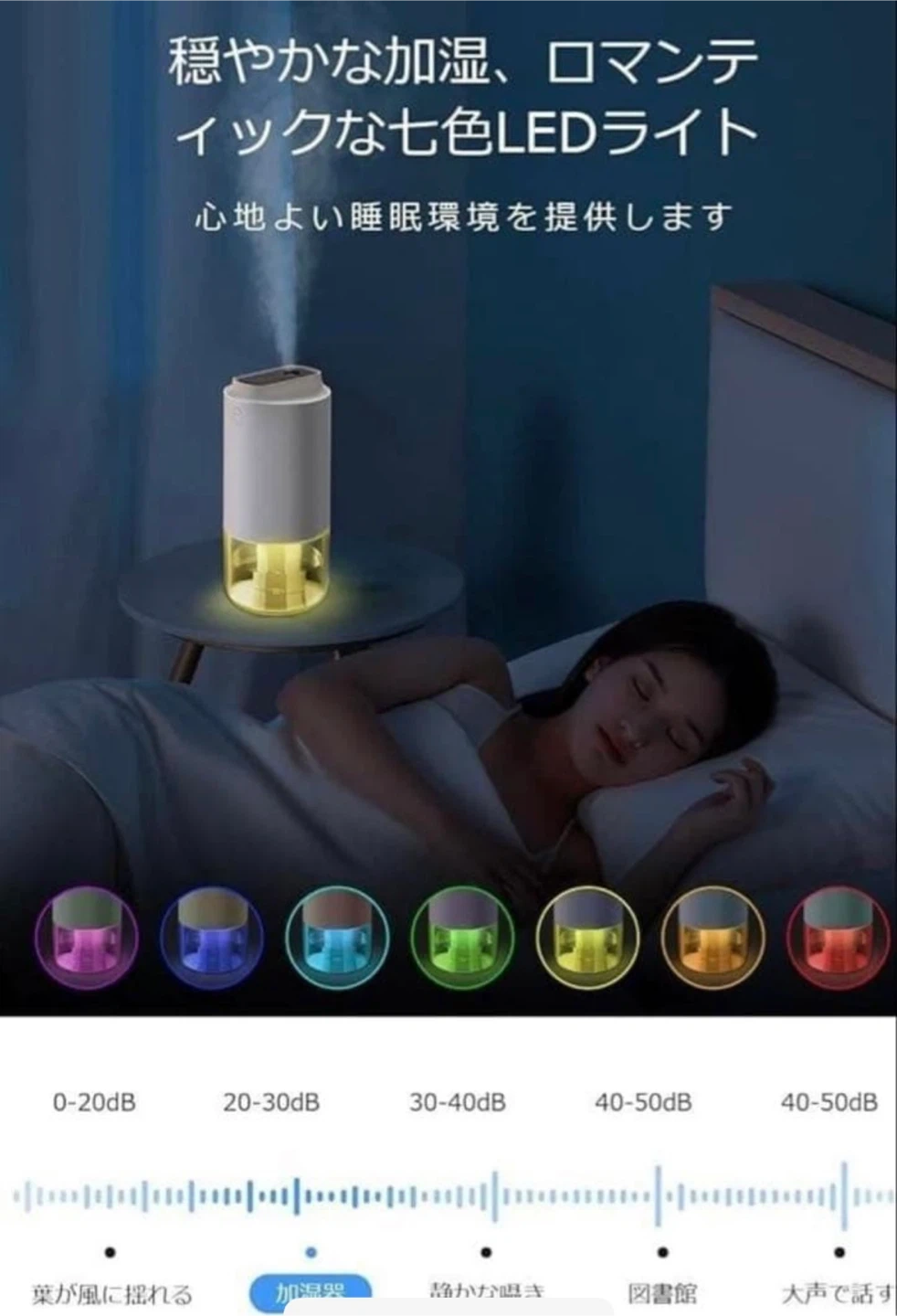 コードレス 卓上加湿器 超音波式 充電式 アロマ オレンジ色の写真5枚目