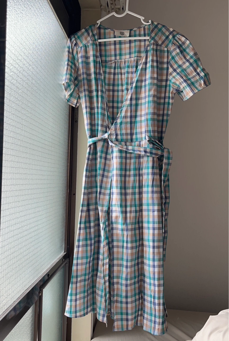 (9/6まで)[デンマーク]チェック柄 2WAYカシュクールワンピース