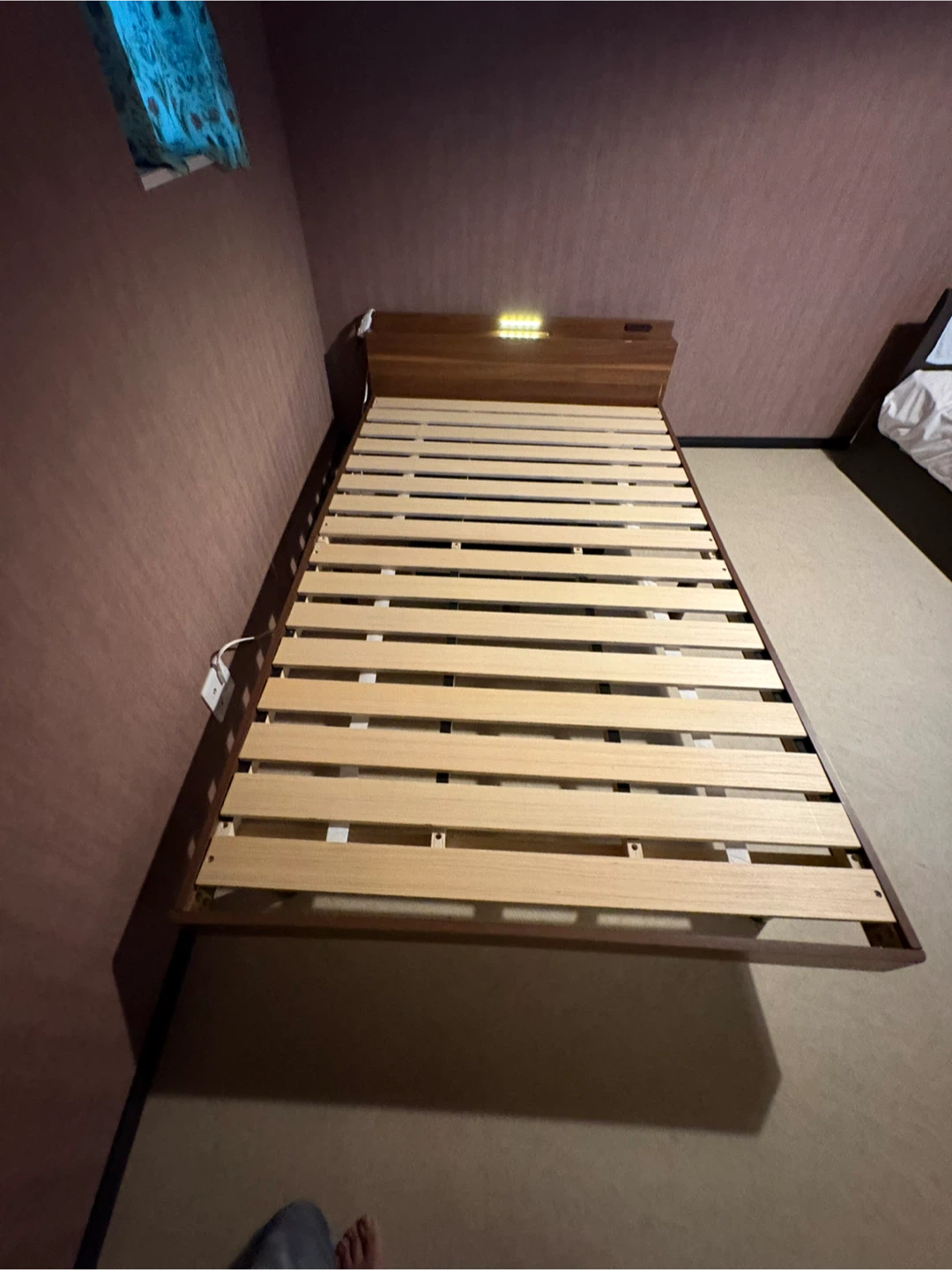 照明付き木製すのこベッド セミダブル