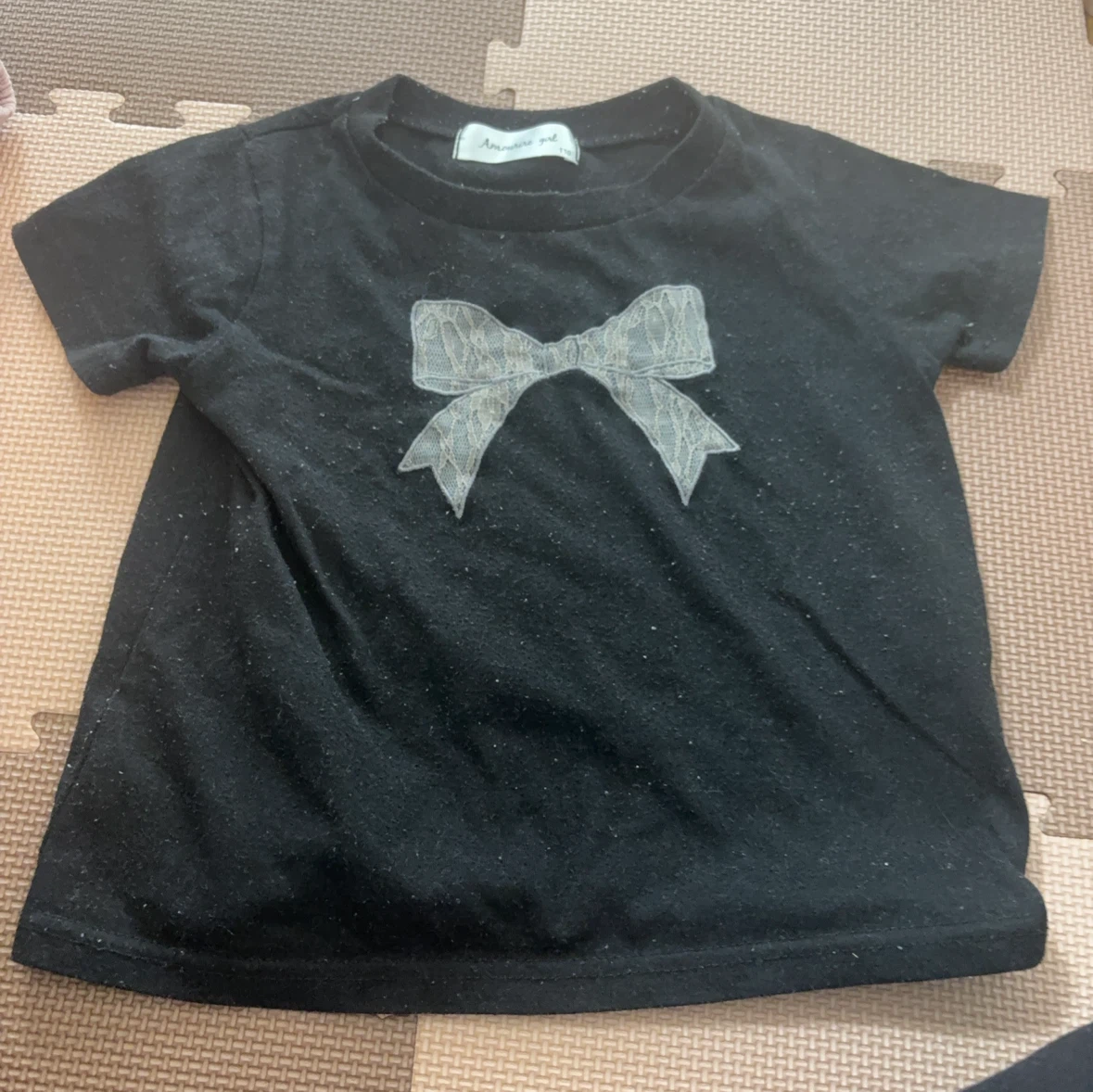 アムリールガール リボンTシャツ ブラック 110cm