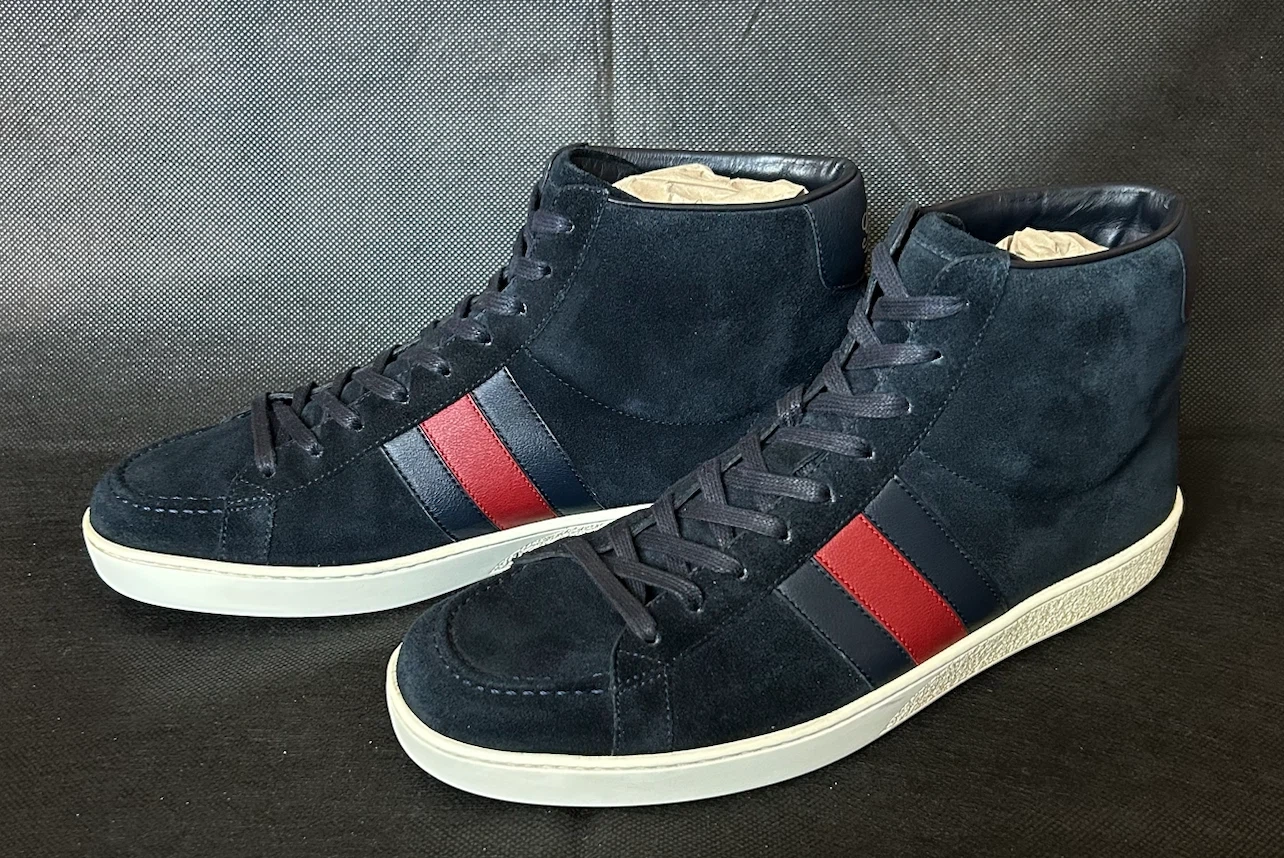 GUCCIグッチ シェリーラインHCスエードスニーカー ダークネイビー系 7.5G