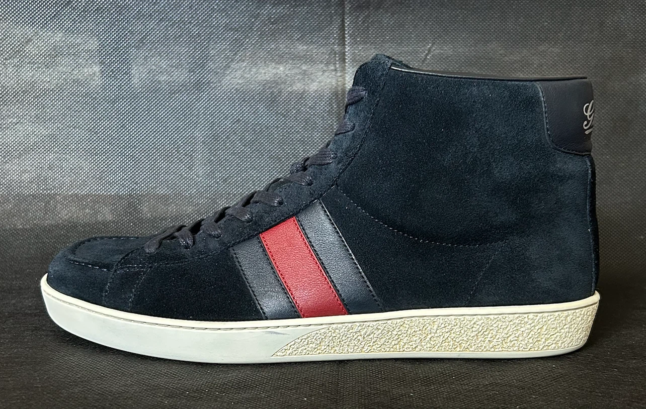 GUCCIグッチ シェリーラインHCスエードスニーカー ダークネイビー系 7.5Gの写真3枚目