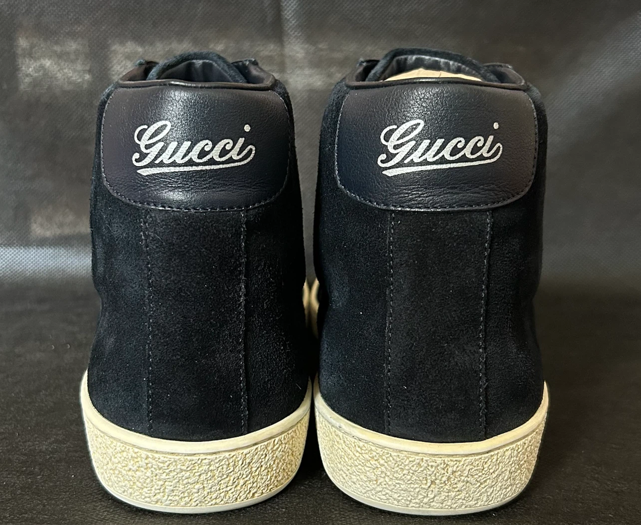 GUCCIグッチ シェリーラインHCスエードスニーカー ダークネイビー系 7.5Gの写真6枚目