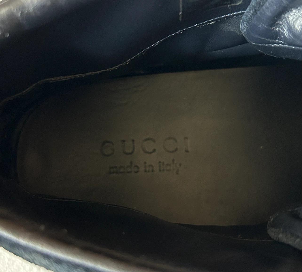 GUCCIグッチ シェリーラインHCスエードスニーカー ダークネイビー系 7.5Gの写真8枚目