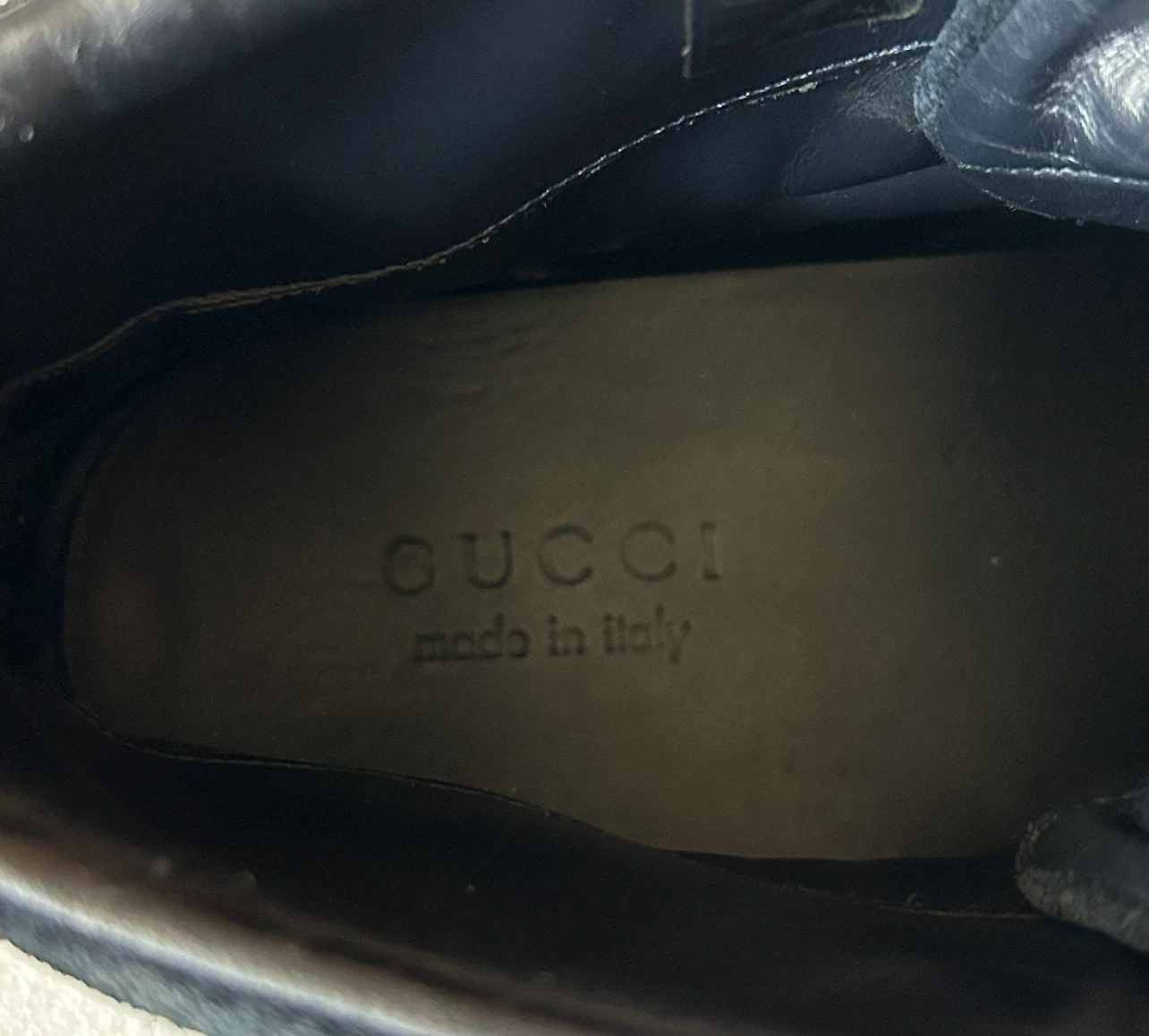 GUCCIグッチ シェリーラインHCスエードスニーカー ダークネイビー系 7.5Gの写真8枚目