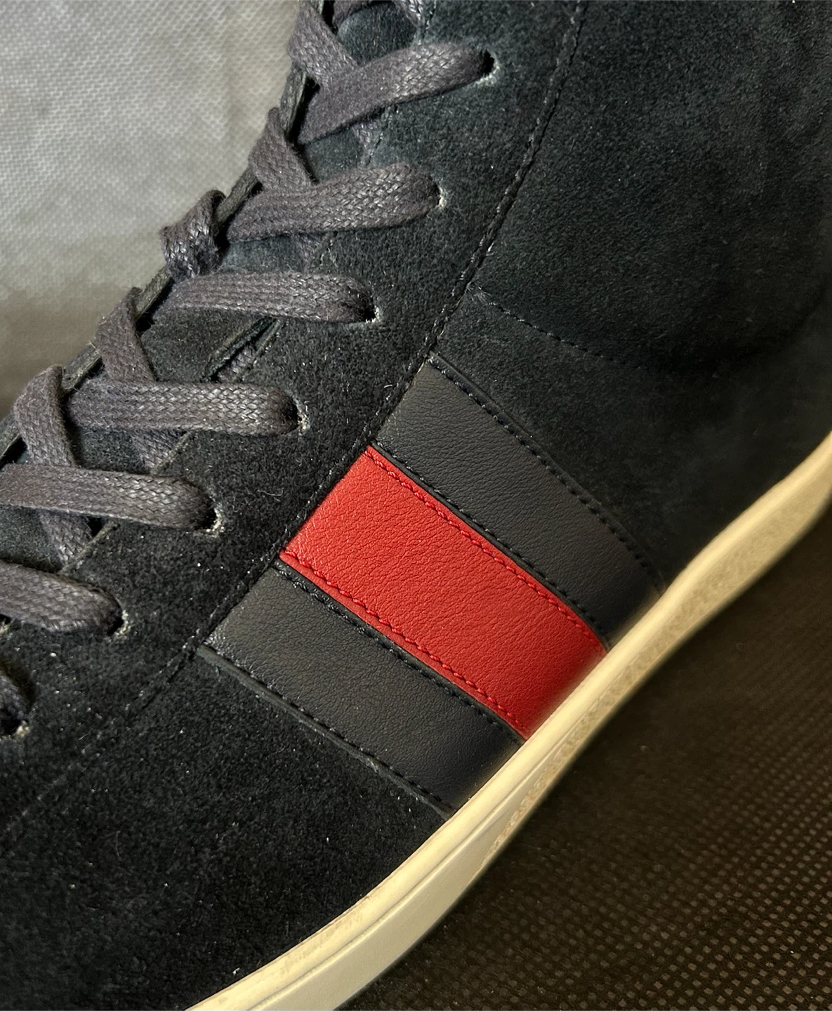 GUCCIグッチ シェリーラインHCスエードスニーカー ダークネイビー系 7.5Gの写真9枚目
