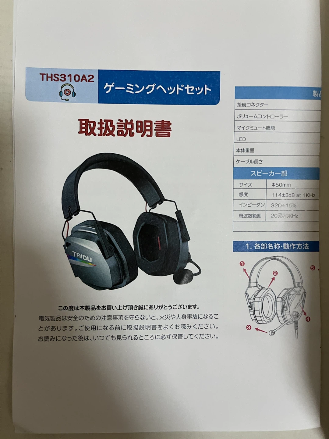 タイドゥ ゲーミングヘッドセット THS310A2の写真2枚目