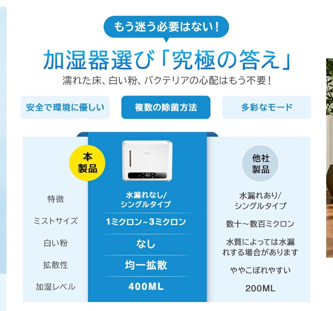 Bluecape ハイブリッド加湿器 6.5Lの写真5枚目