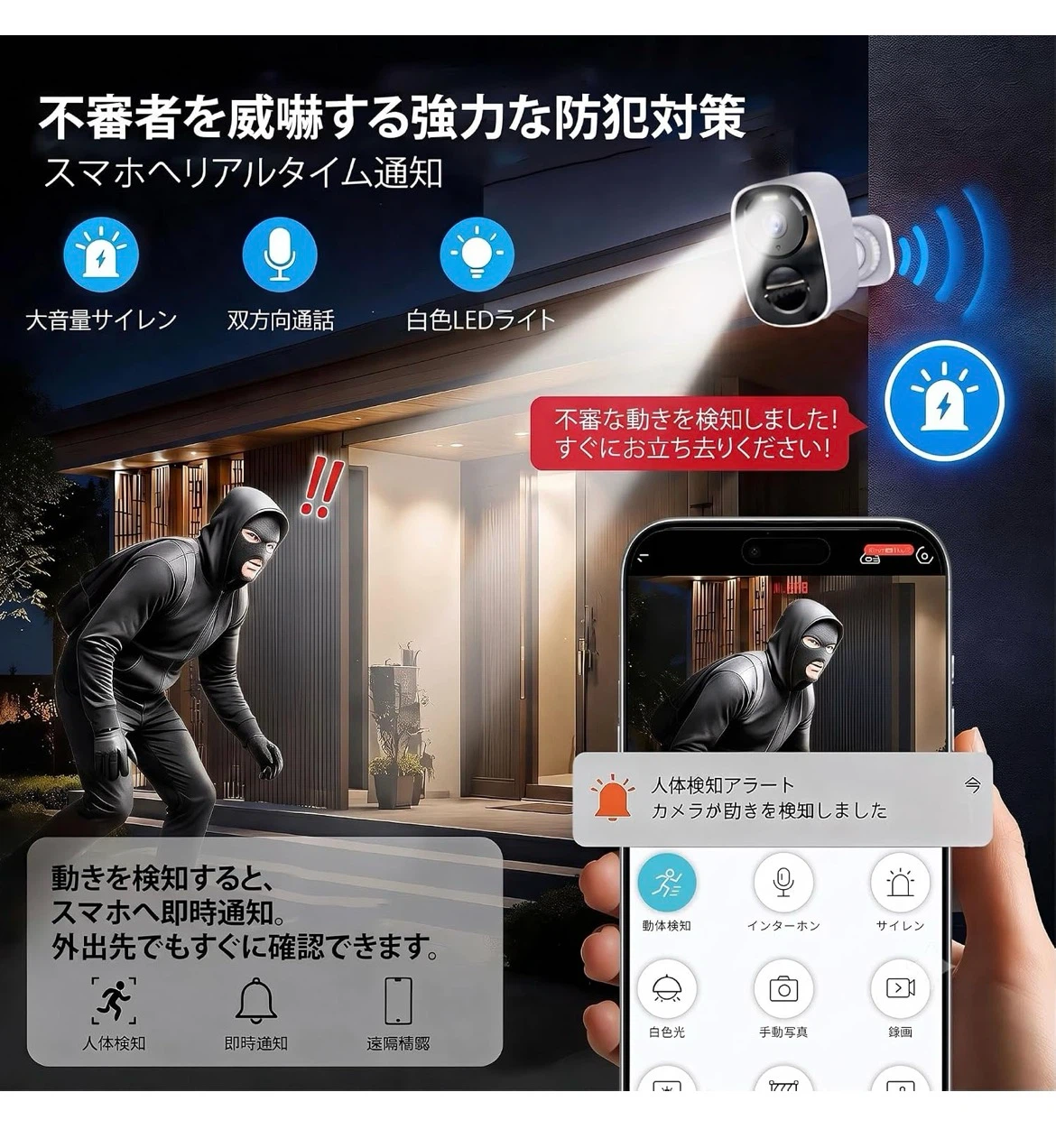 Wi-Fi防犯カメラ 5G/2.4G対応 完全ワイヤレスの写真6枚目