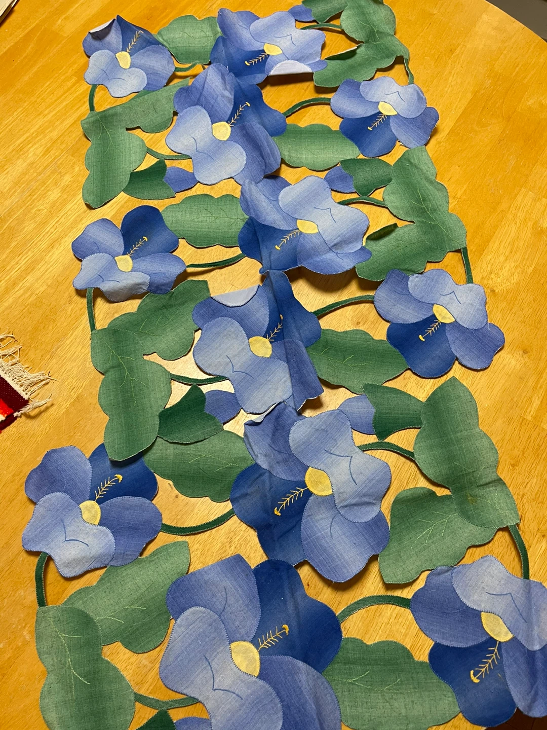 花柄 テーブルランナー ブルー