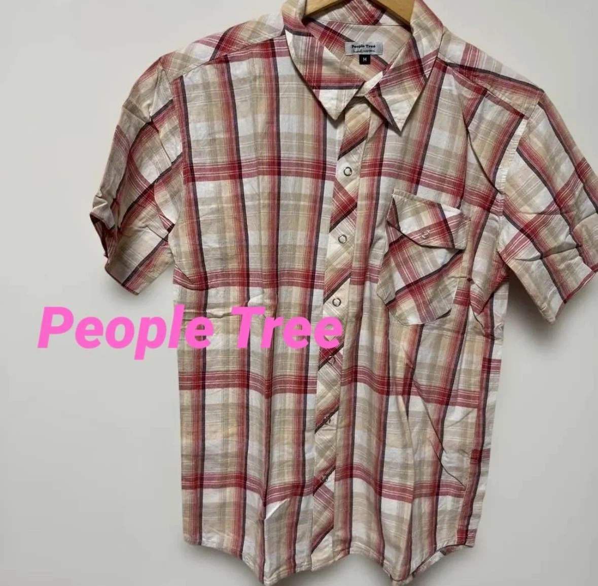 【ほぼ未使用】People Tree チェック柄 半袖シャツ M