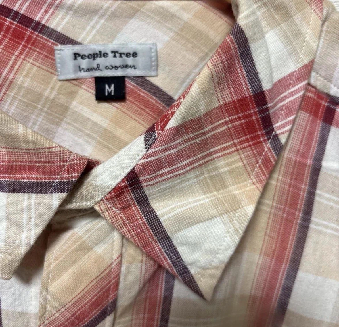 【ほぼ未使用】People Tree チェック柄 半袖シャツ Mの写真2枚目