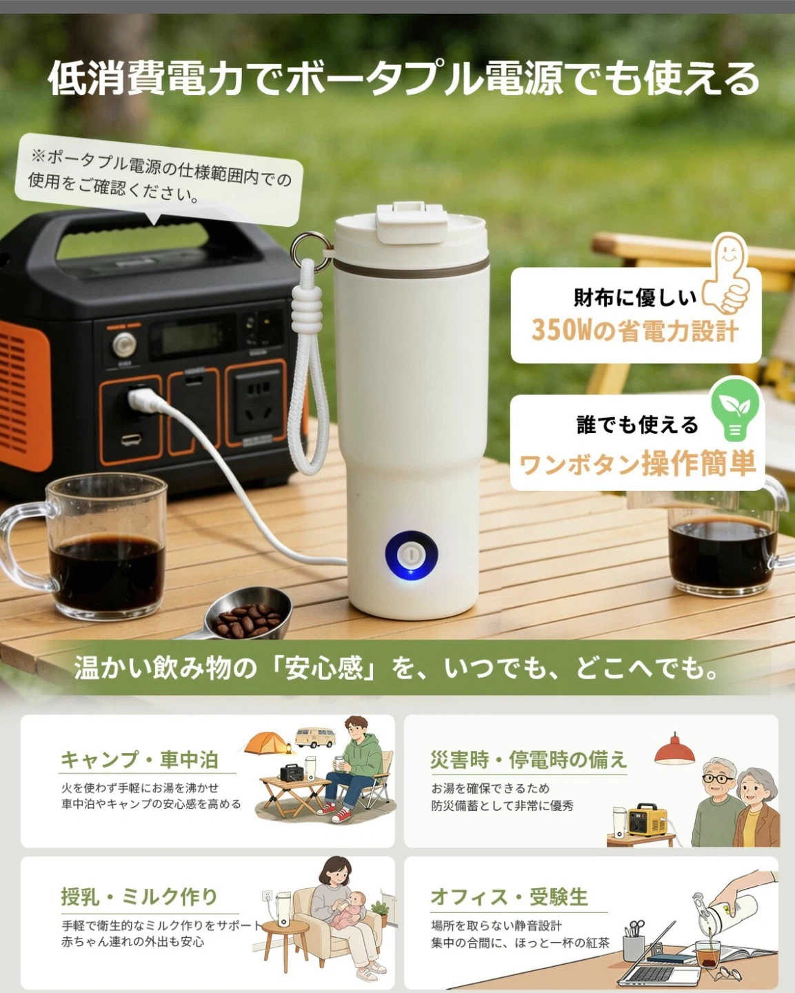 新品ノットピピ ポータブル電気ケトル 500mlの写真5枚目