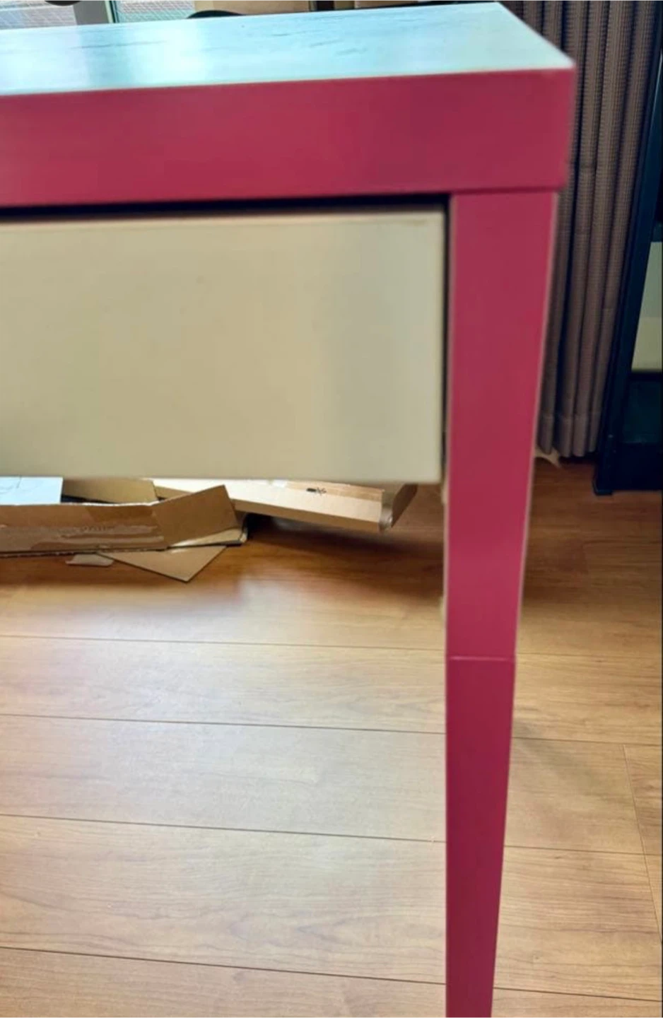 IKEAミッケ　デスク 学習机 収納付 ホワイト ピンクの写真8枚目