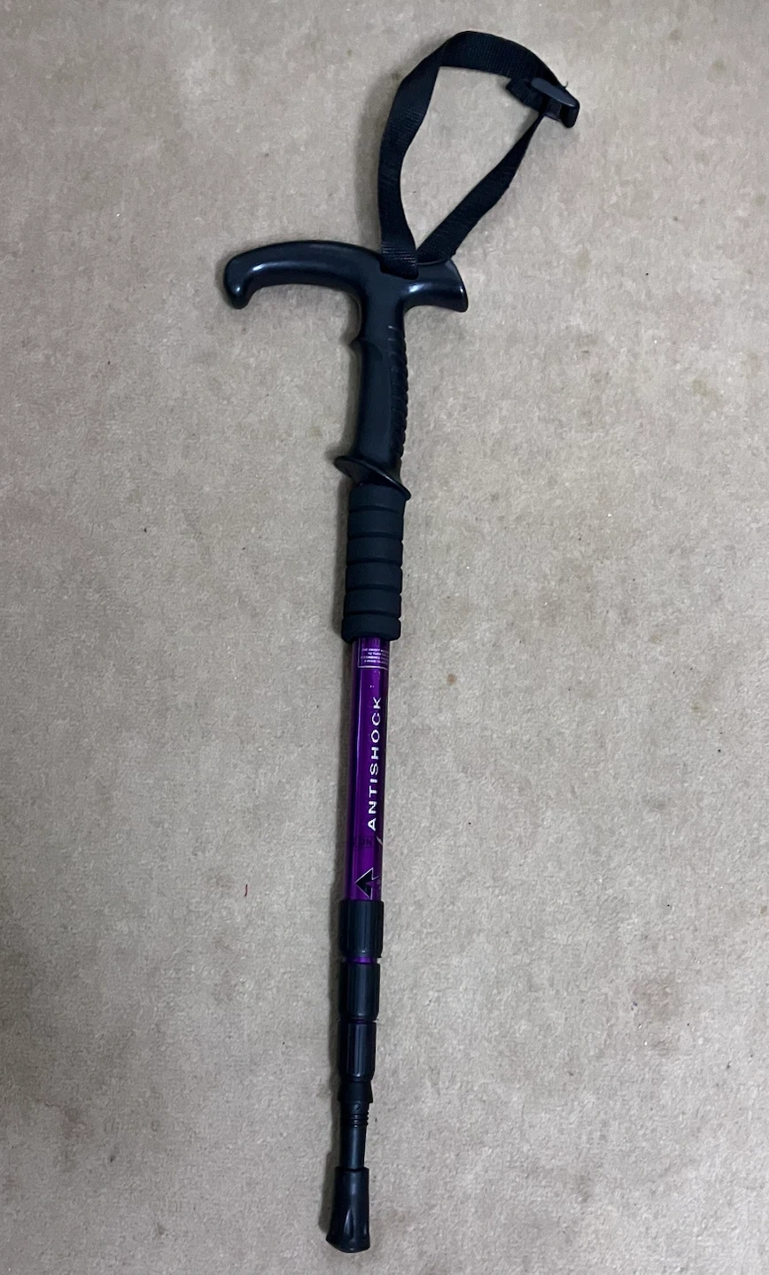 アンチショック機能付き トレッキングポール パープル