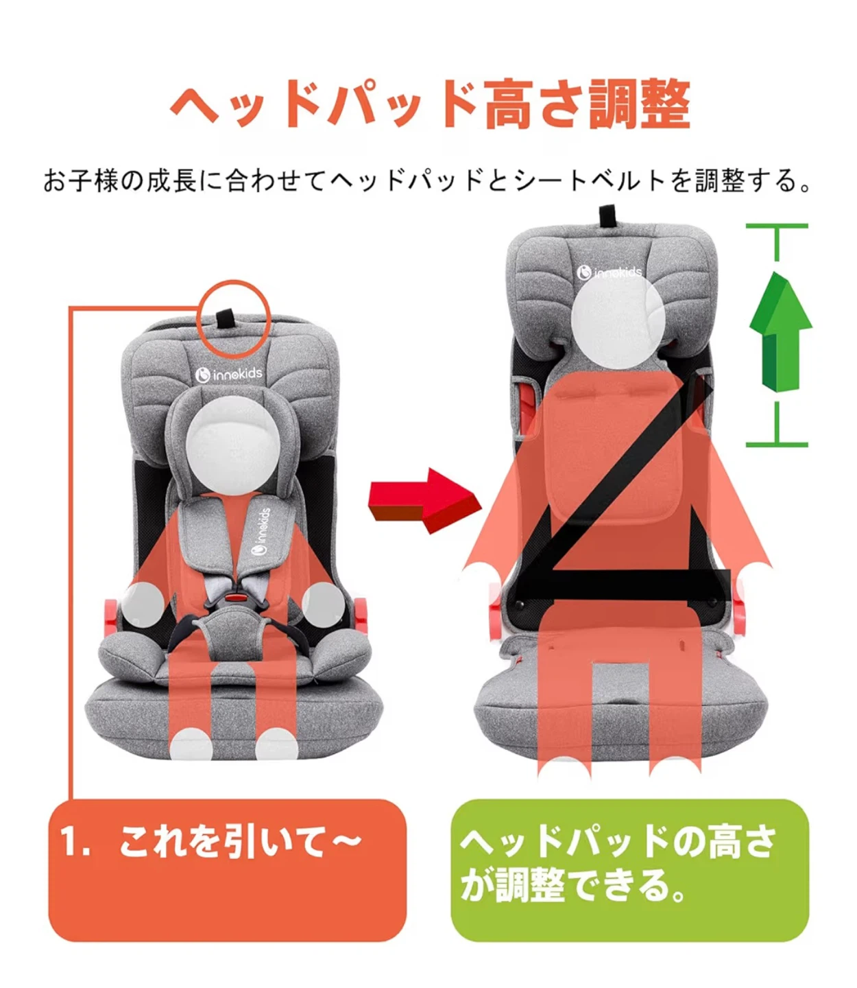 innokids チャイルドシート ジュニアシート【持ち運び便利】折りたためる　軽量コンパクトの写真5枚目