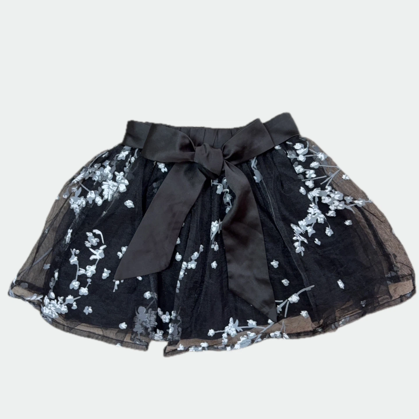 メモリーイントゥー 花柄チュールスカート 黒