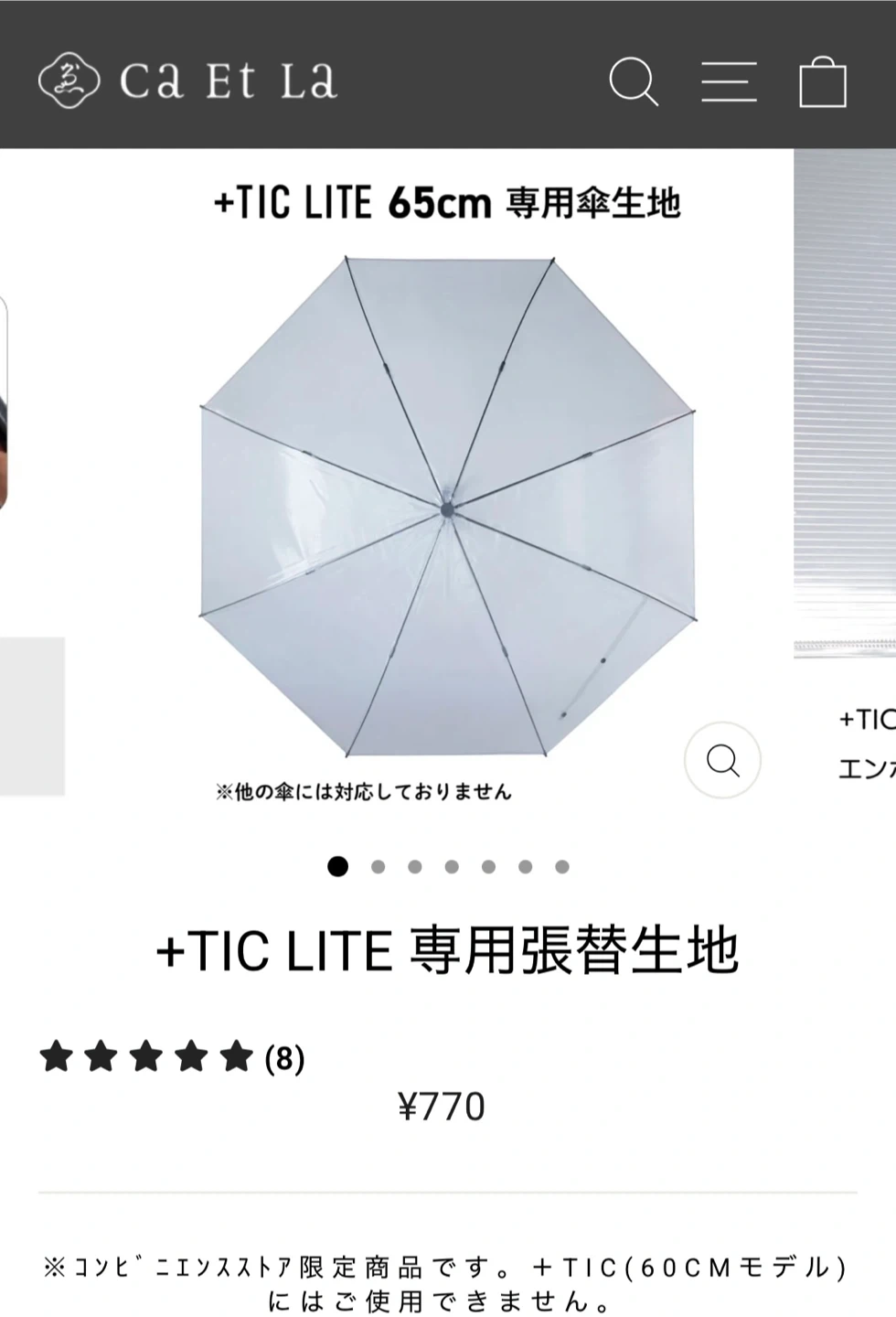 サエラ +TIC LITE プラスチックライト ビニール傘 65cm クリアの写真2枚目