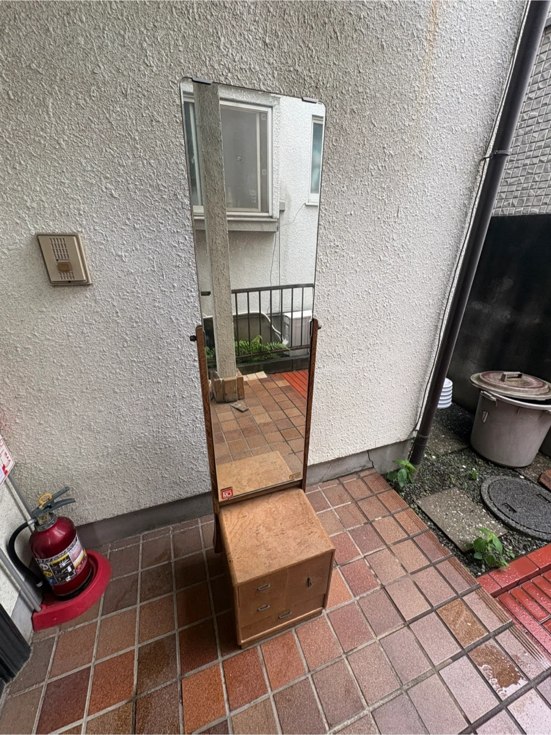 昭和 木製ドレッサー 姿見 鏡台 収納付き