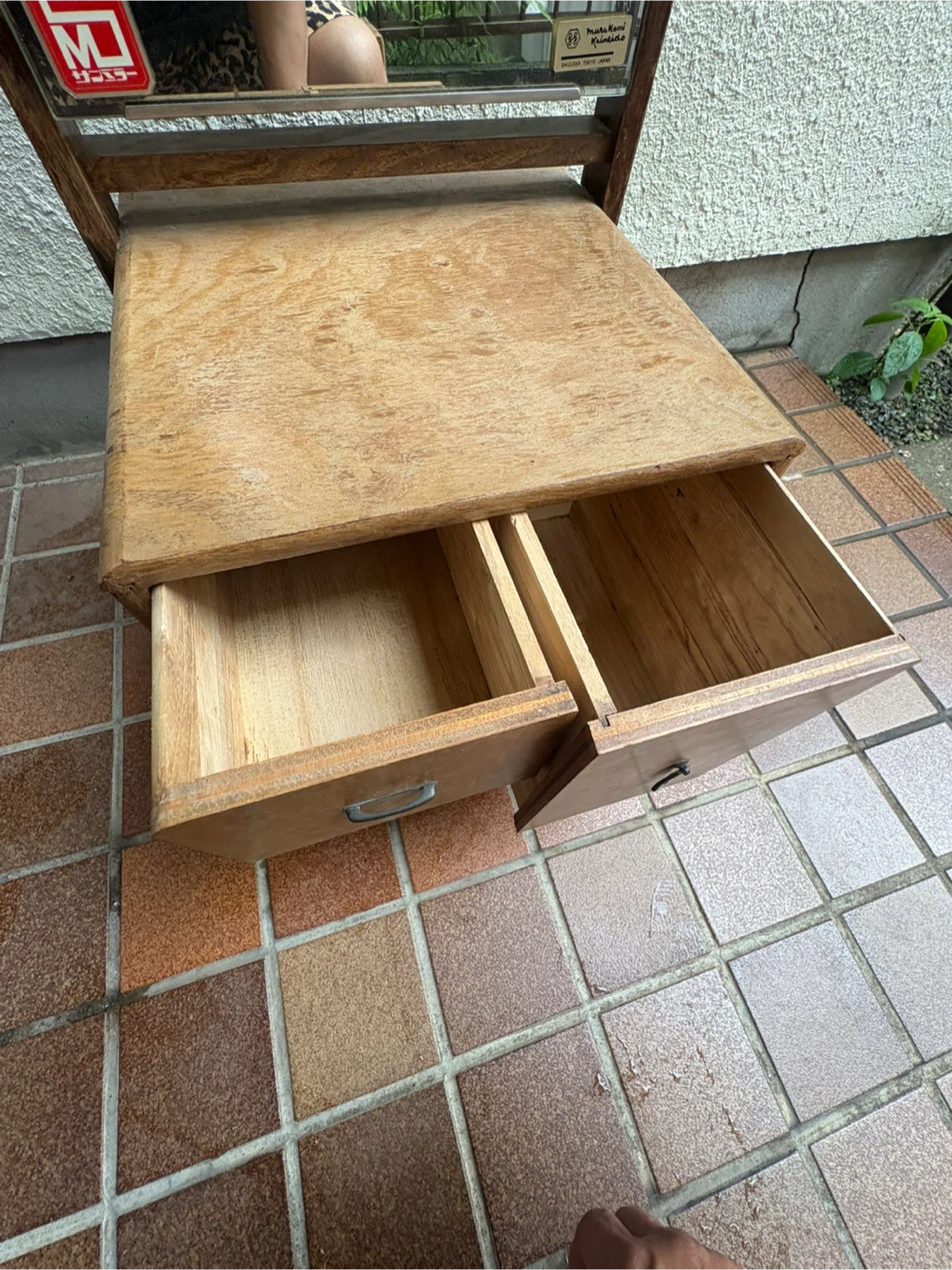 昭和　木製ドレッサー 姿見 鏡台 収納付きの写真2枚目