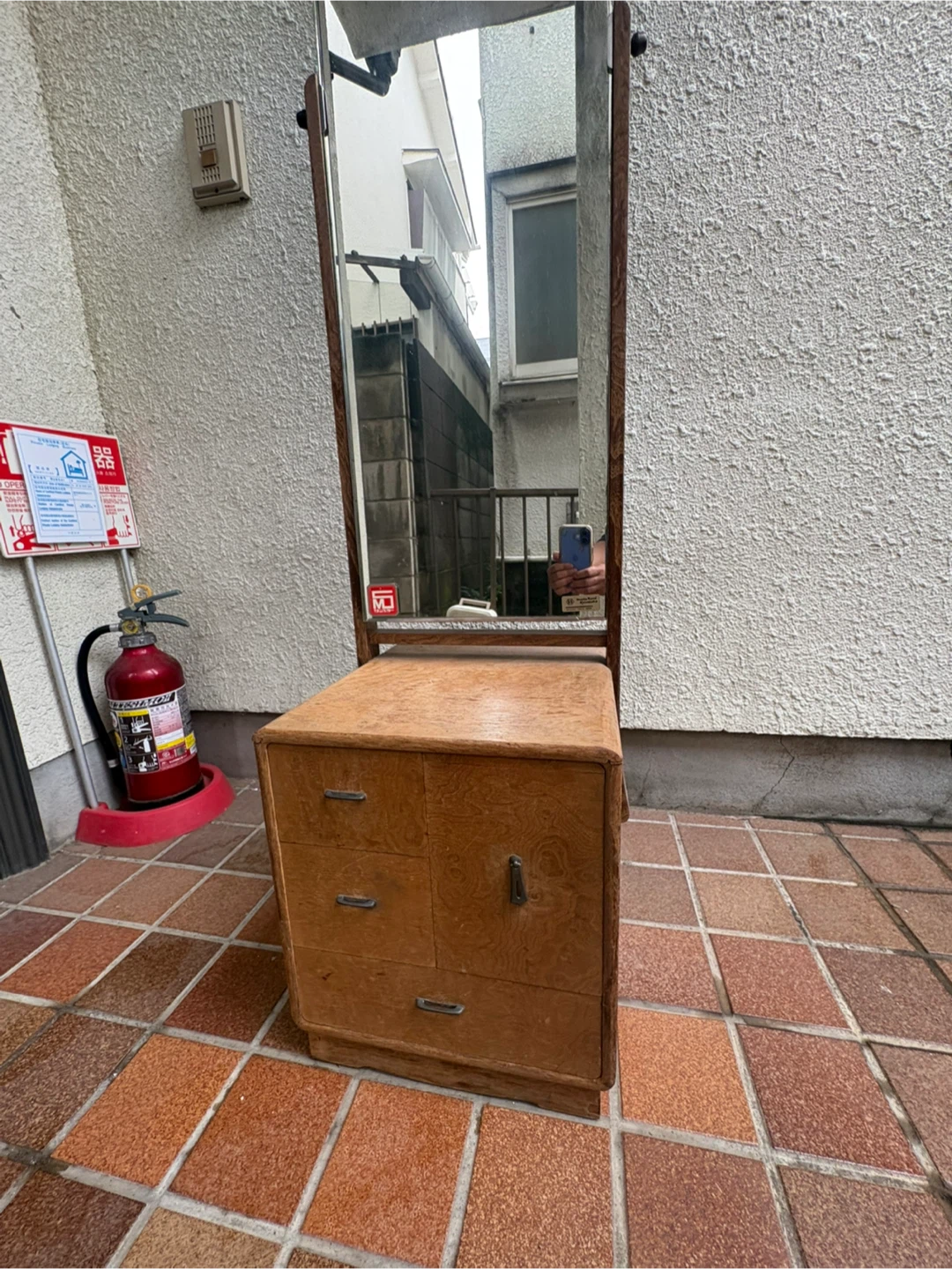 昭和　木製ドレッサー 姿見 鏡台 収納付きの写真5枚目