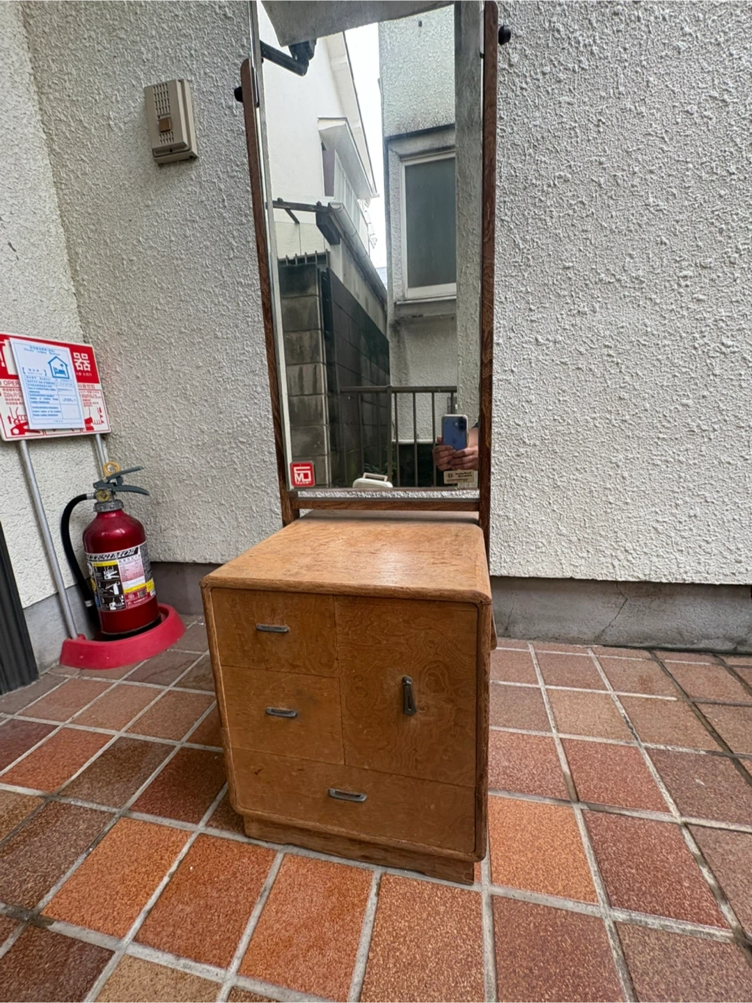 昭和 木製ドレッサー 姿見 鏡台 収納付きの写真5枚目